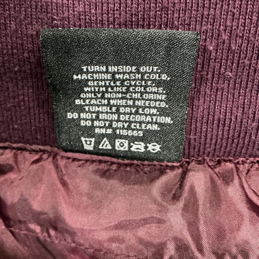 Harry Potter Hogwarts Embroidered Varsity Bomber Jacket Burgundy, Medium, Satin - Picture 9 of 12